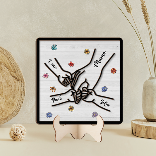 3784QGE2 hand in hand blumen holztafel personalisiert oma kinder 3784Q3E8B