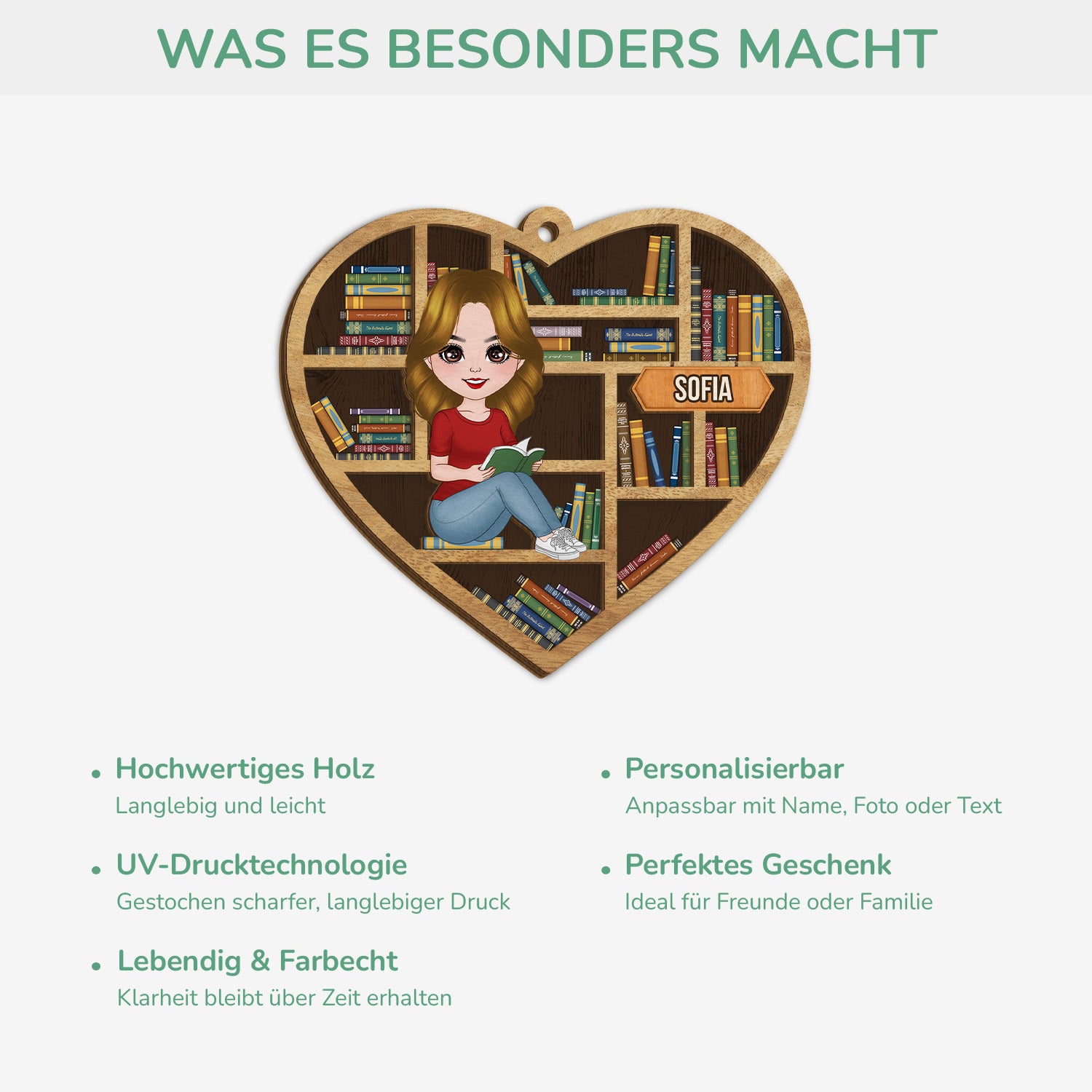 3794OGE4 ein madchen und bucher personalisierte 2 schicht holz ornamente leseratten frauen 3794OKL0A