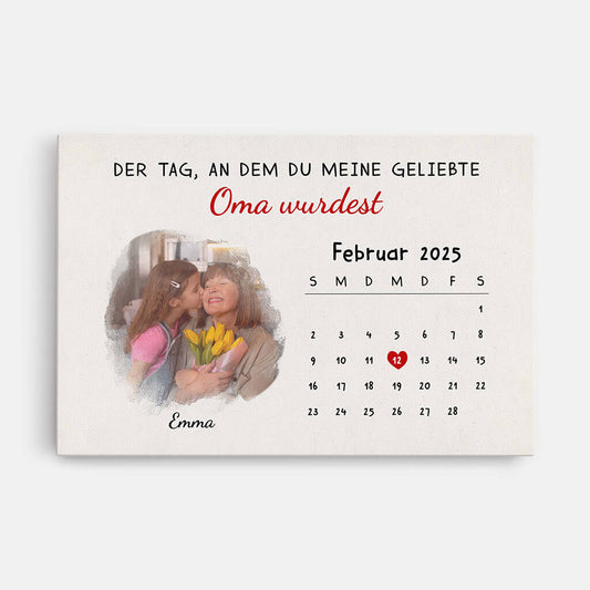 3814CGE1 der tag an dem du meine geliebte oma wurdest kalender  personalisierte leinwand fur omas mit foto 3814CTE5A