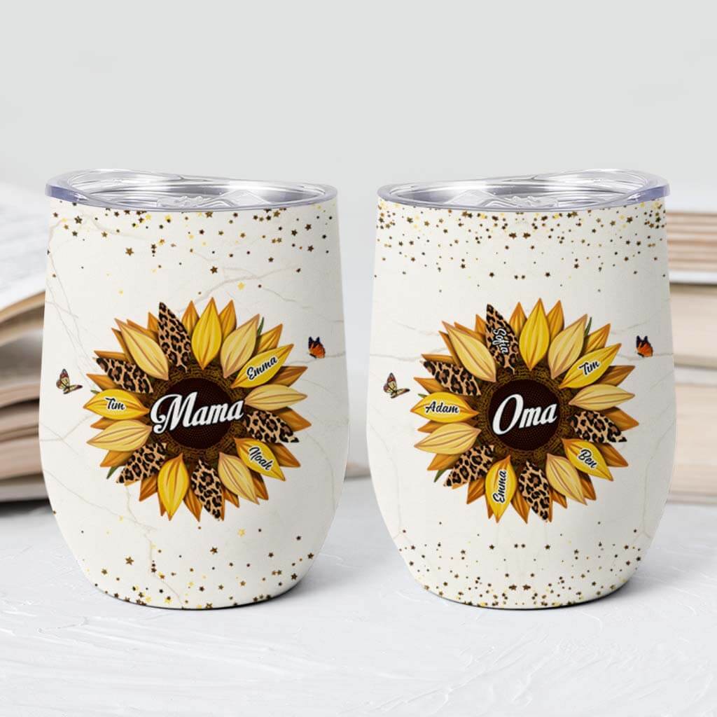 Sonnenblume für Oma/Mama - Personalisiertes Geschenk | Weintumbler für