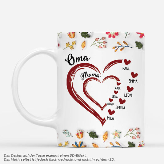 3835MGE1 3d inflated effekt oma mama blumen herzen personalisierte tasse fur frauen 3835M8Y7A