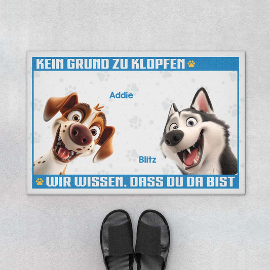 3860DGE1 kein grund zu klopfen lustige fussmatte fur hundeliebhaber personalisiert 3860D5M5C