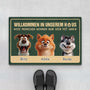 3891DGE1 willkommen in unserem haus personalisierte fussmatte fur hundebesitzer cartoon 3891DKH5C