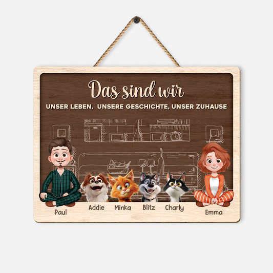 3915QGE1 unser zuhause holzschild personalisiert_ paar haustier 3915QTN0D