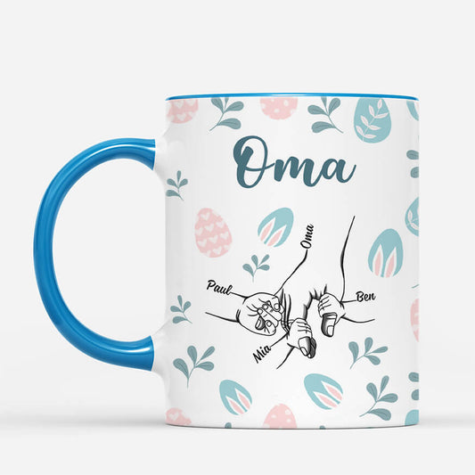 3946MGE2 oma und kinder hand by hand personalisierte tasse zu ostern fur omas 3946MKT7A