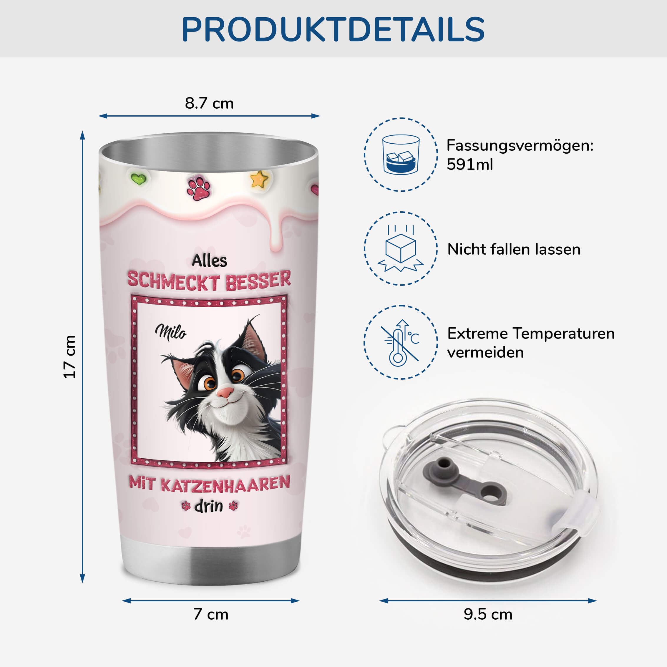 3963TGE3 alles schmeckt besser mit katzenhaaren drin _ personalisierter thermobecher 20oz fur katzenliebhaber 3963T5M5D