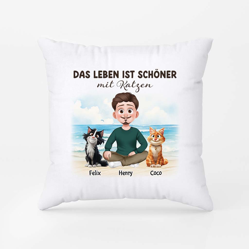 3970PGE2 das leben ist besser mit katzen personalisiertes kissen fur katzenliebhaber 3970P8H0D
