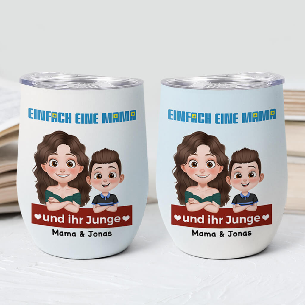 4000TGE2 einfach ein papa und sein madchen personalisierter weinbecher fur papas cartoon 4000T3I0B