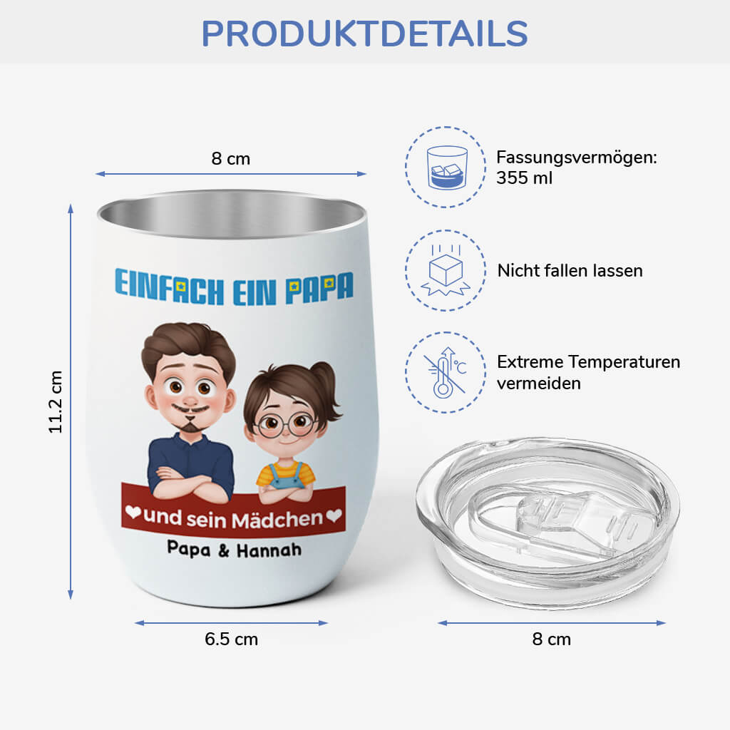 4000TGE3 einfach ein papa und sein madchen personalisierter weinbecher fur papas cartoon 4000T3I0B