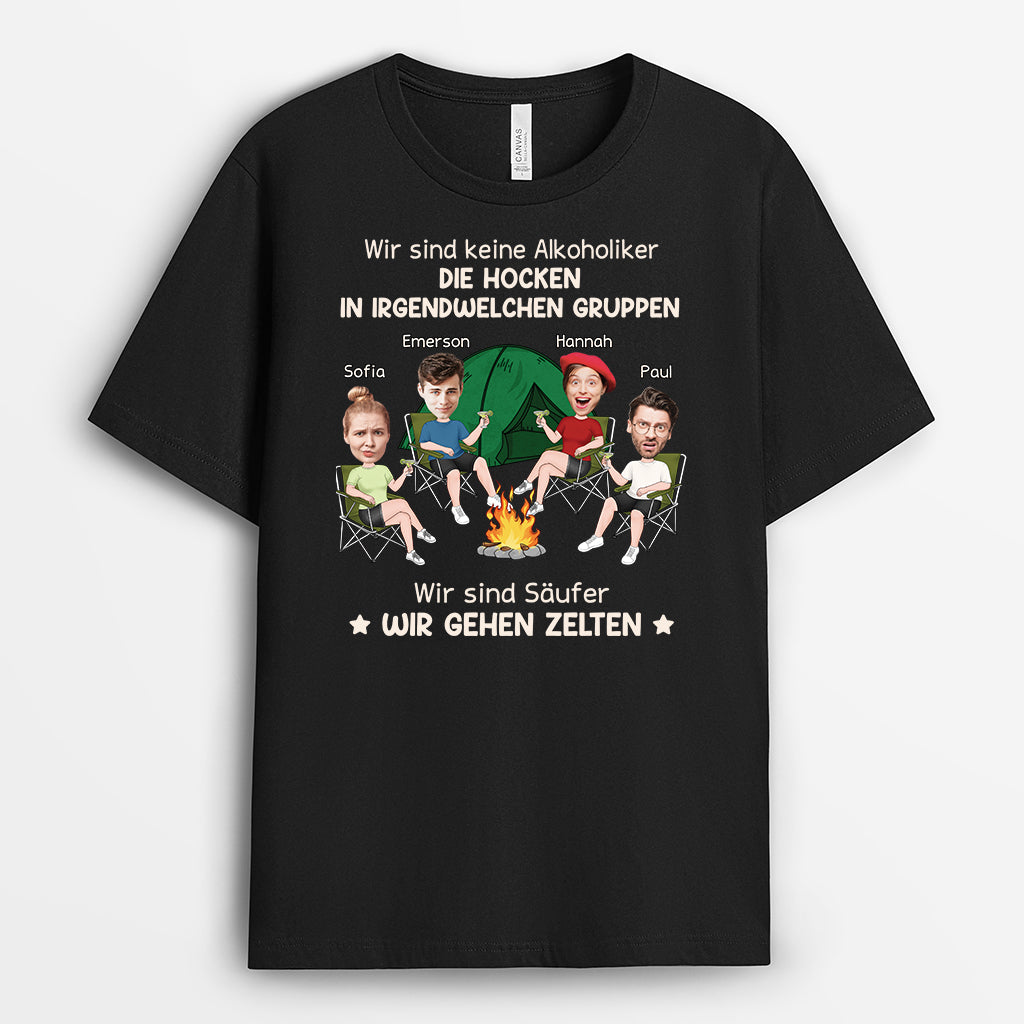wir zelten schwarz t shirt Wir sind keine Alkoholiker - Personalisiertes Geschenk | T-Shirt Campi