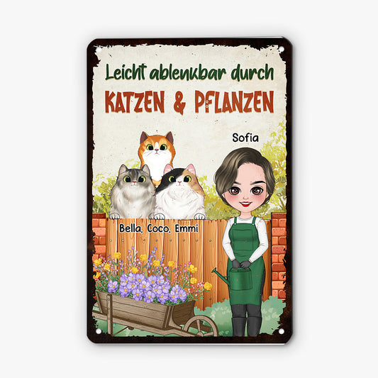 4031EGE1 leicht ablenkbar durch katzen und pflanzen personalisiertes turschild garten fur katzenhalterin_ 4031ETQ0D