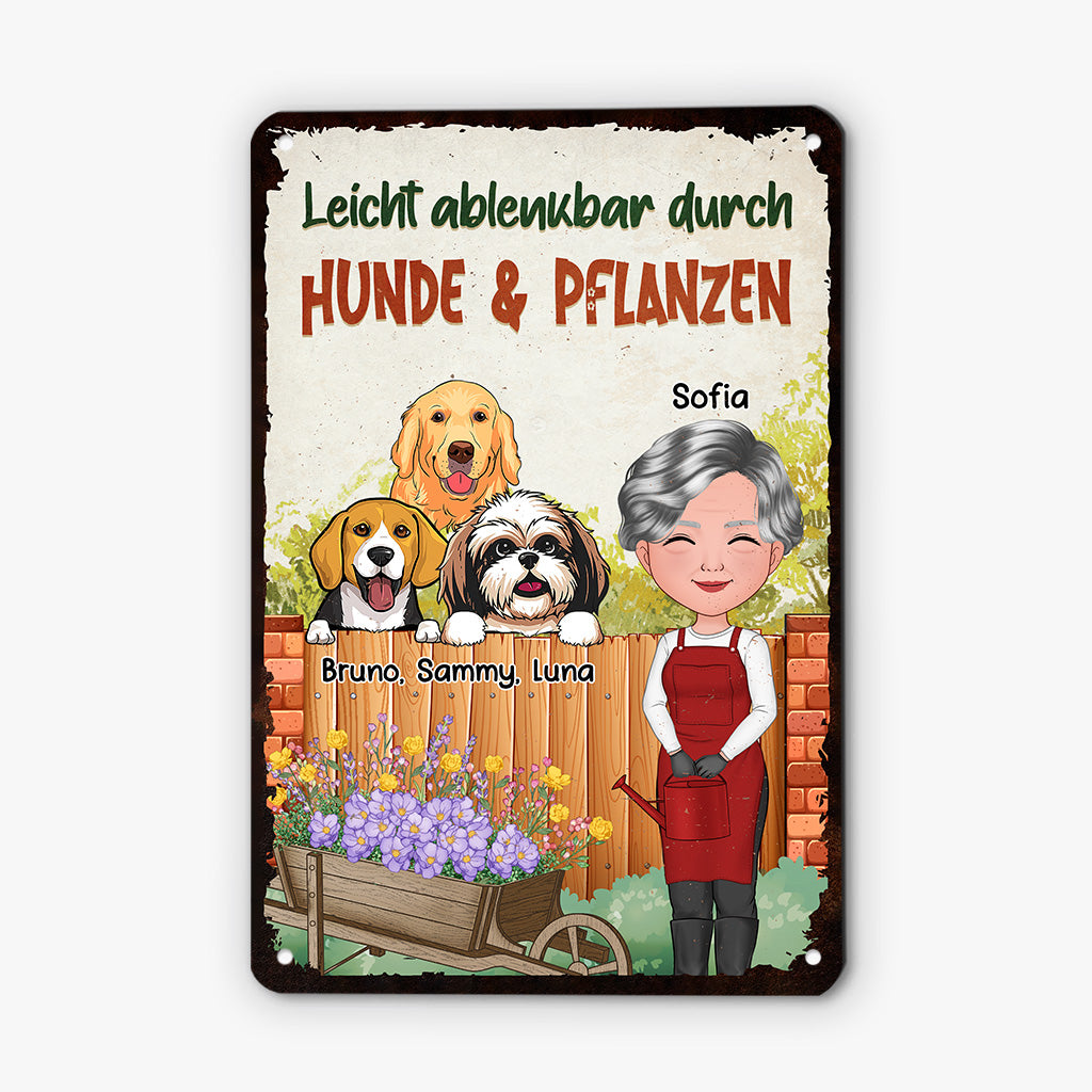 4031EGE2 leicht ablenkbar durch hunde und pflanzen personalisiertes turschild garten fur hundehalterin_ 4031ETQ0C