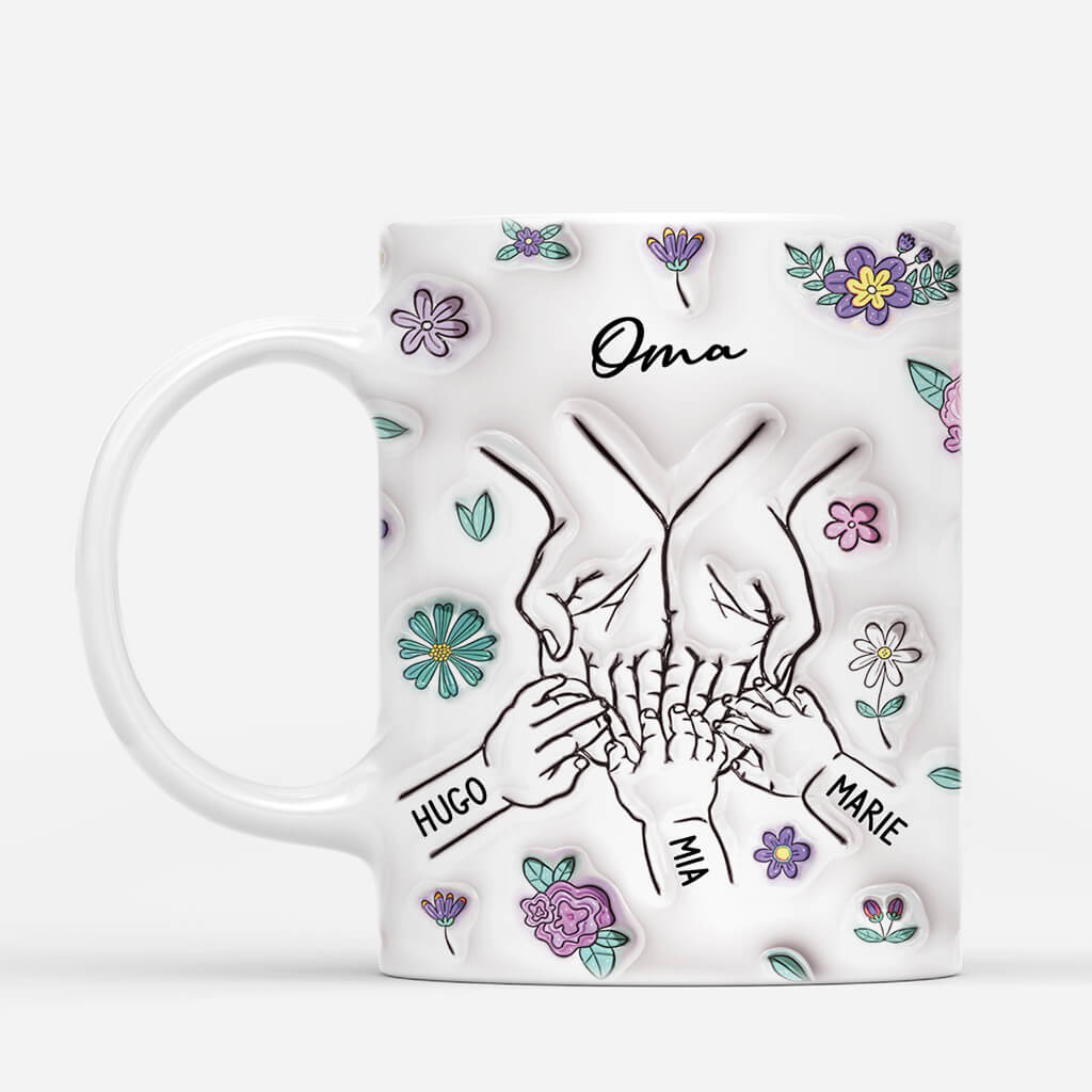 4033MGE1 3d druck effekt mama kinder hand in hand blumen mama tasse personalisiert_ 4033M5I5A