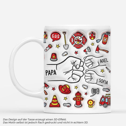 4034MGE1 3d druck effekt papa und kinder feuerwehrmann personalisierte tasse papa_ 4034M