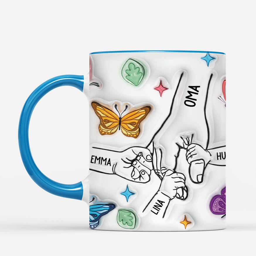 4036MGE2 3d druck effekt mama kinder hand in hand schmetterlinge mama tasse personalisiert_ 4036M8M5A