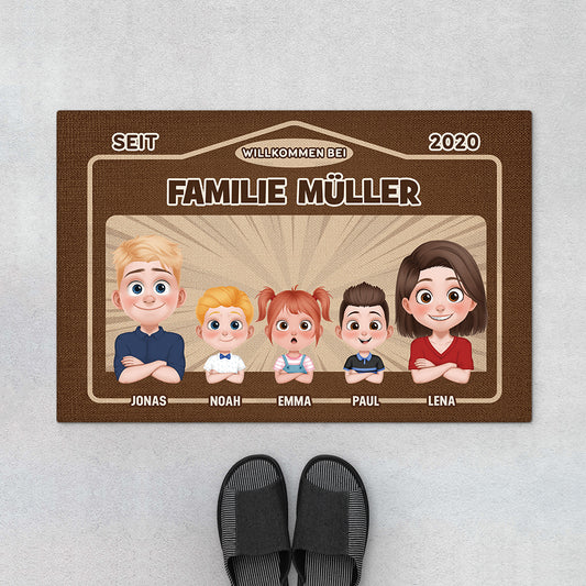 4083DGE1 willkommen bei cartoon personalisierte fussmatte familie_ 4083D_af76c351 1589 473f b55d 4ace90a387e0