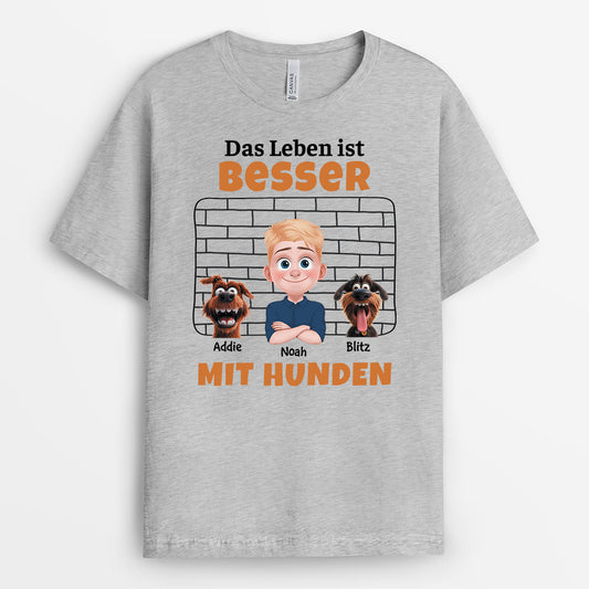 4127AGE2 das leben ist besser mit hunden t shirt hund personalisiert 4127ATM0C