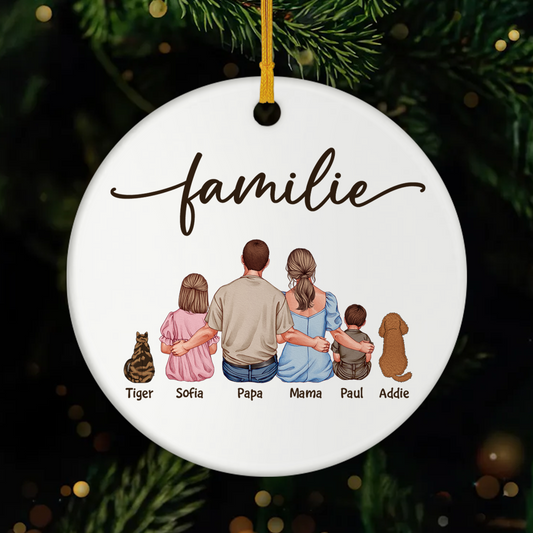 4130OGE1 familie mit hund katze personalisierte keramik ornamente familie_ 4130O6T5I