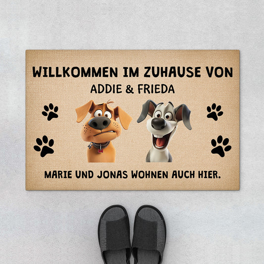 4145DGE1 willkommen bei  wohnen auch hier fussmatte personalisiert hund_ 4145D8I5C