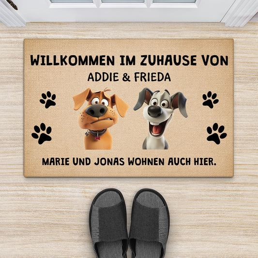 4145DGE2 willkommen bei  wohnen auch hier fussmatte personalisiert hund_ 4145D8I5C