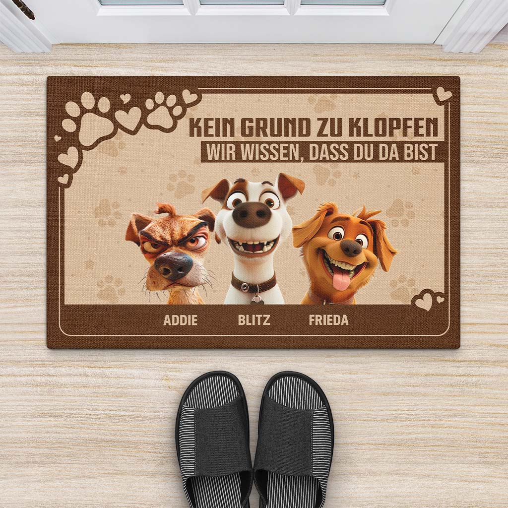 4153DGE2 kein grund zu klopfen wir wissen dass du da bist lustige fussmatte hunde personalisiert_ 4153D5T5C_38fb43c3 a065 43d4 8cf8 0bc88dad713d