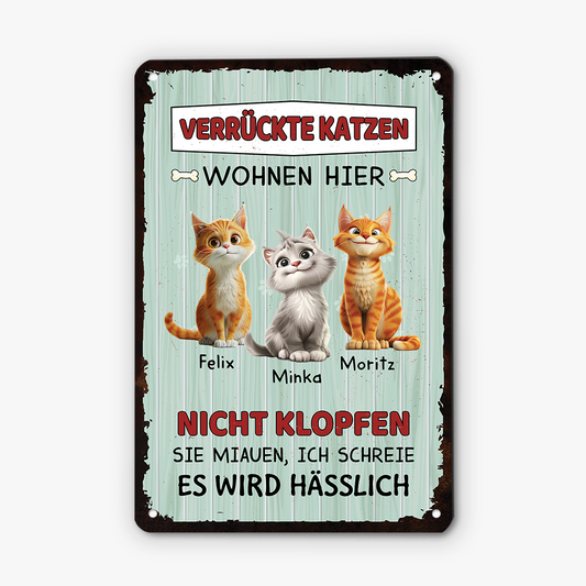 4164EGE1 bitte nicht klopfen katzen werden miauen turschild katze personalisiert_ 4164E8T5D