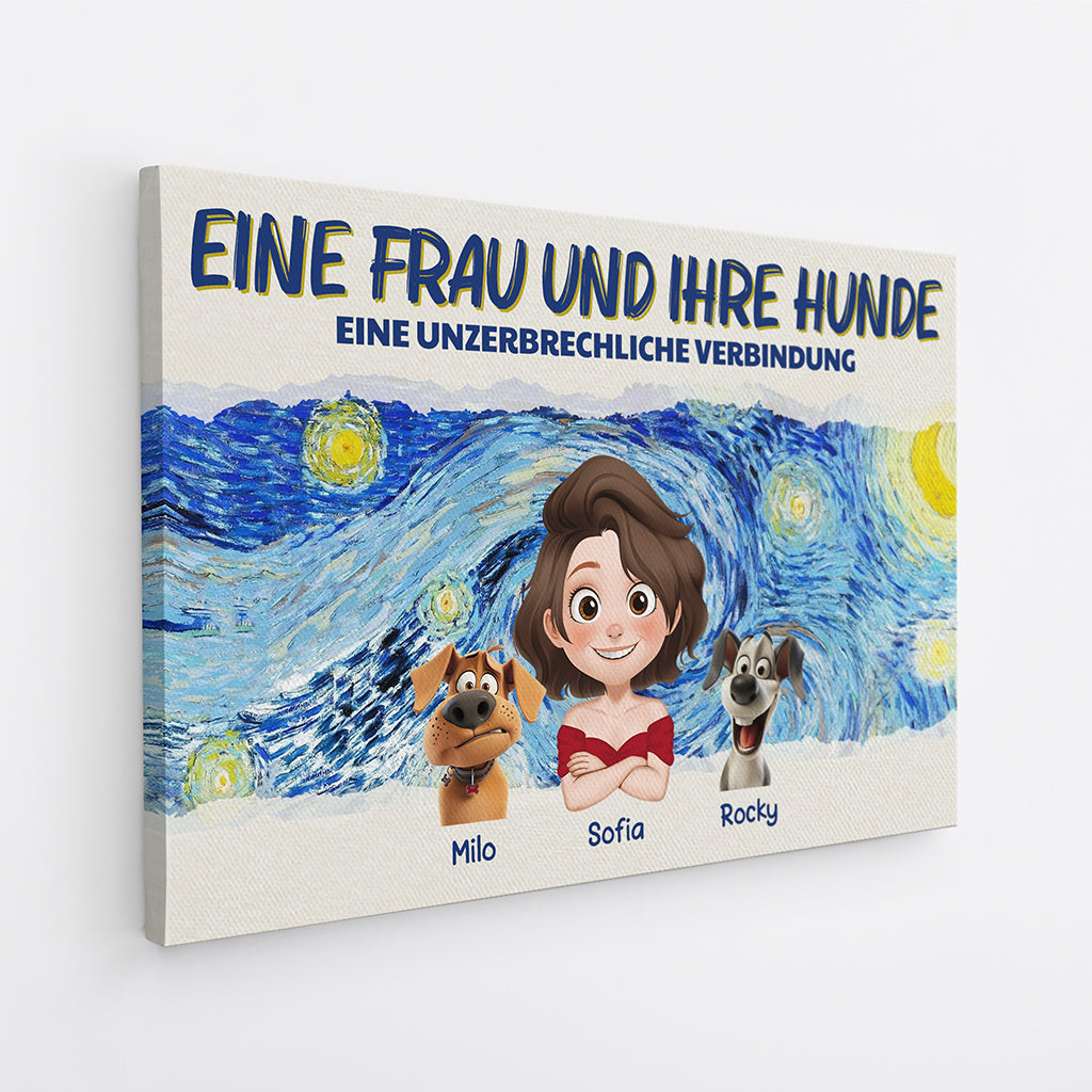 4180CGE2 ein madchen und ihre hunde cartoon personalisierte leinwand hund_ 4180CTK5C