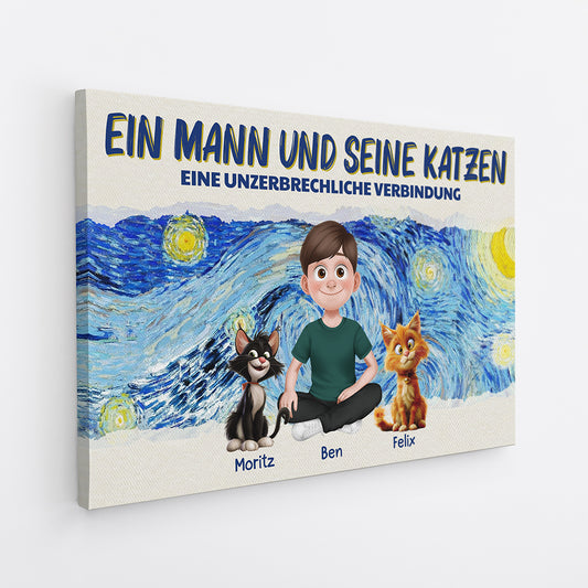 4180CGE2 ein madchen und ihre katzen cartoon personalisierte katze leinwand_ 4180CTK5D_044c2576 625f 4ab8 b044 3dbc59d59c58