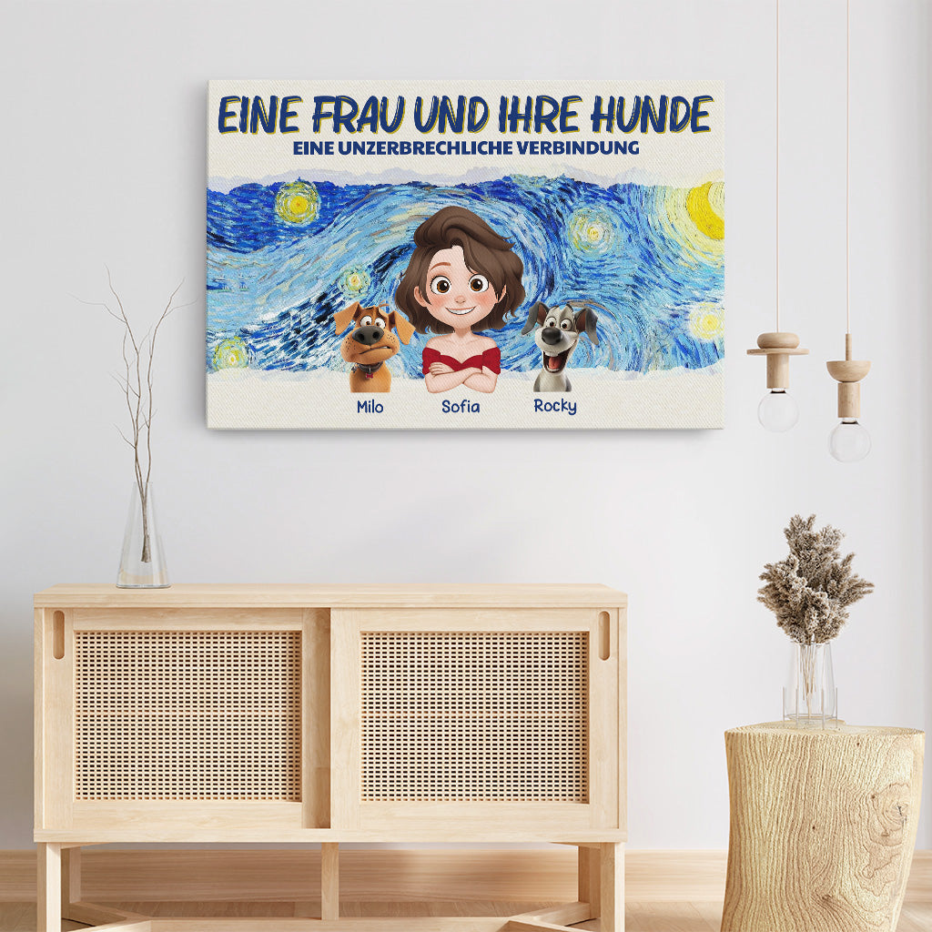 4180CGE3 ein madchen und ihre hunde cartoon personalisierte leinwand hund_ 4180CTK5C