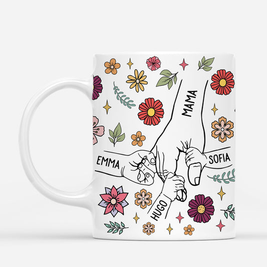 4183MGE1 mama kinder hand in hand bunte blumen personalisierte tasse mama_ 4183M