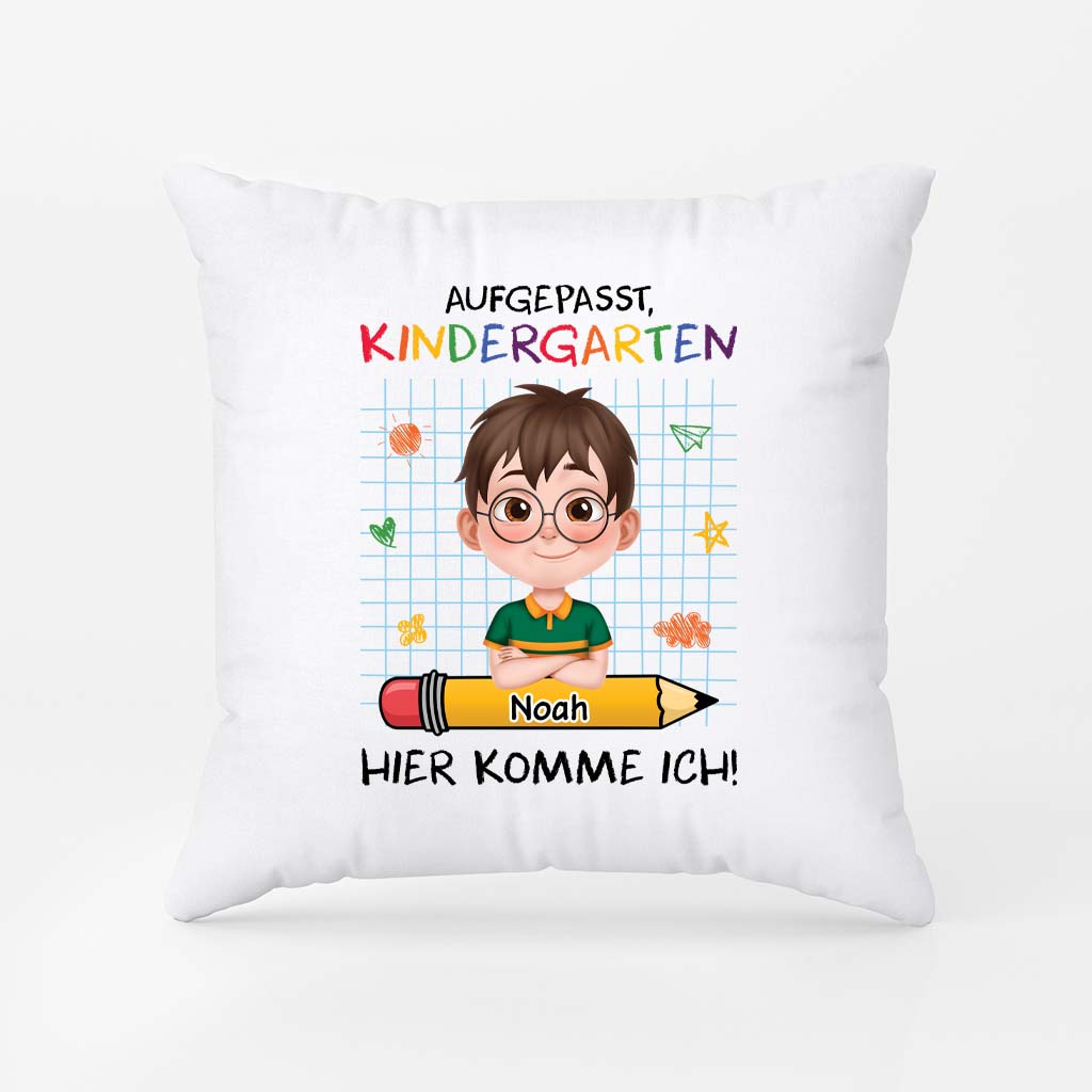 4194PGE1 achtung ich komme kinder kissen personalisiert einschulung 4194P