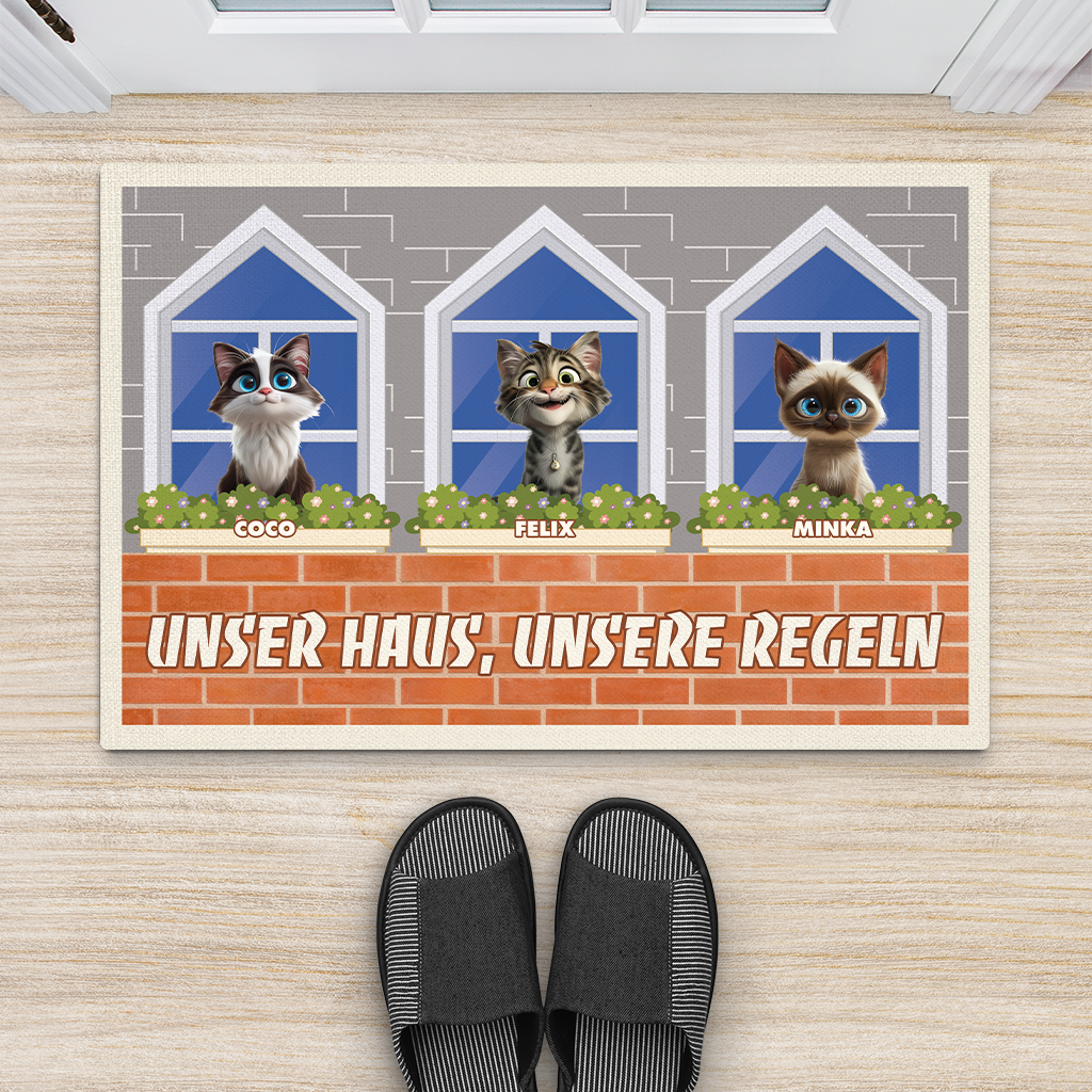 4198DGE2 hoffentlich gefallen dir die katzen cartoon fussmatte katzen personalisiert 4198DKH5D
