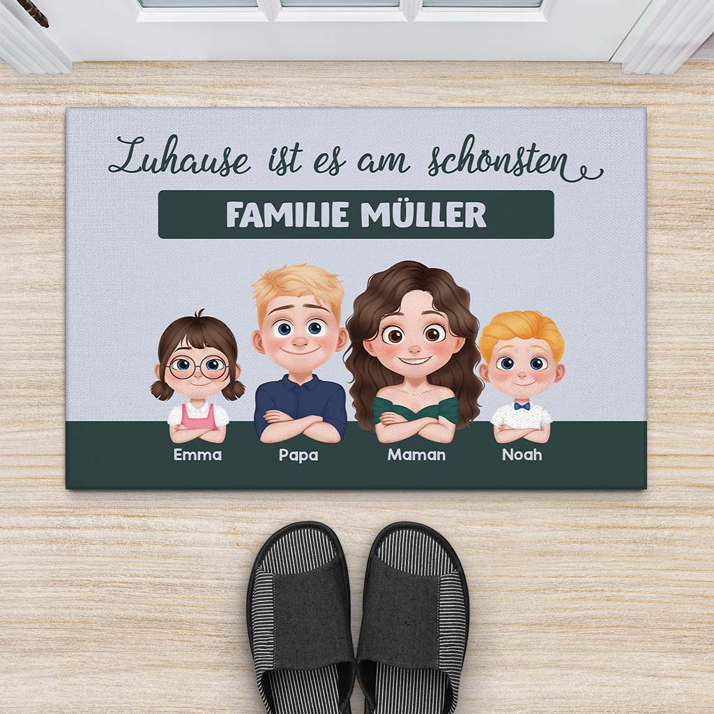 4207DGE2 zuhause ist es am schonsten cartoon personalisierte fussmatte familie_ 4207DKQ0I