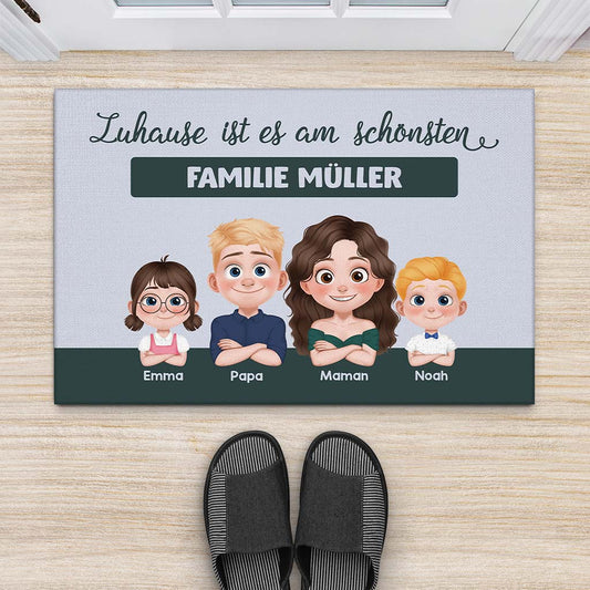 4207DGE2 zuhause ist es am schonsten cartoon personalisierte fussmatte familie_ 4207DKQ0I