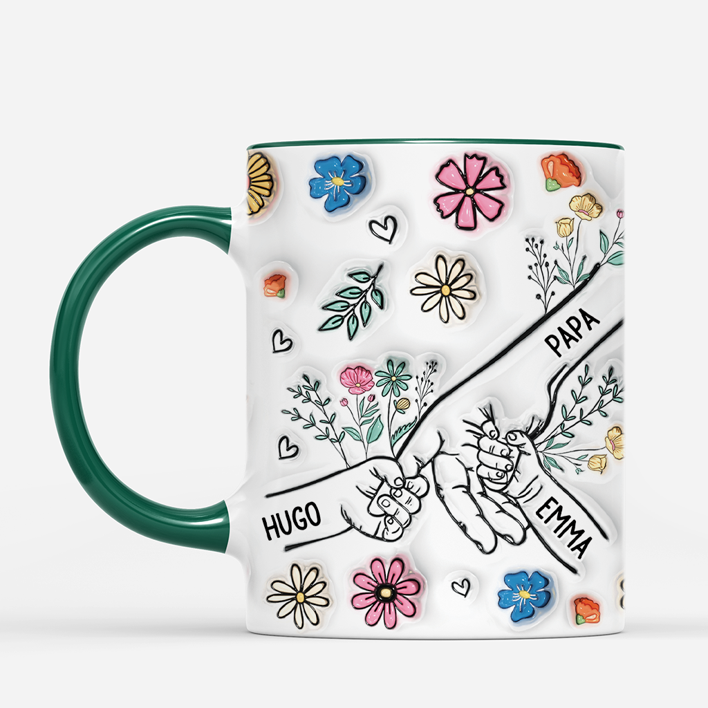 4209MGE2 3d druck effekt mama und kinder bunte blumen personalisierte tasse mama 4209M3N5A