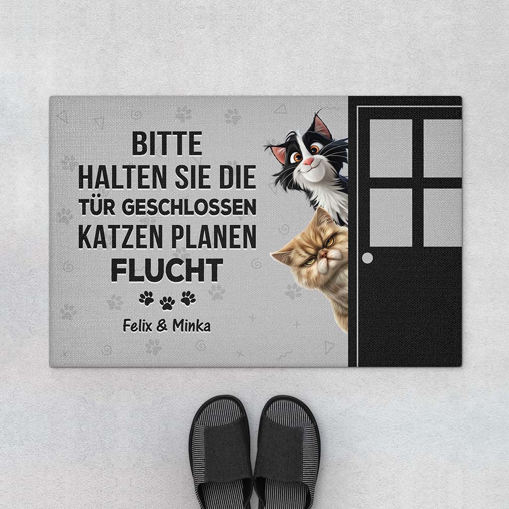 4211DGE1 bitte halten sie die tur geschlossen lustige fussmatte katzen personalisiert 4211D5M5D