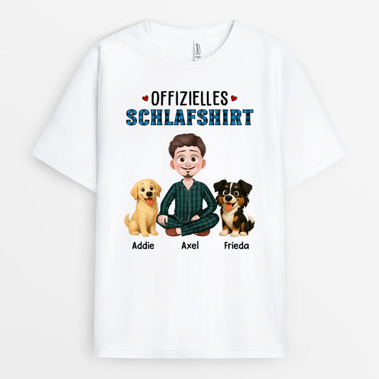 4247AGE1 offizielles schlafshirt hund schlafshirt personalisiert cartoon blaues karomuster 4247A6T5C