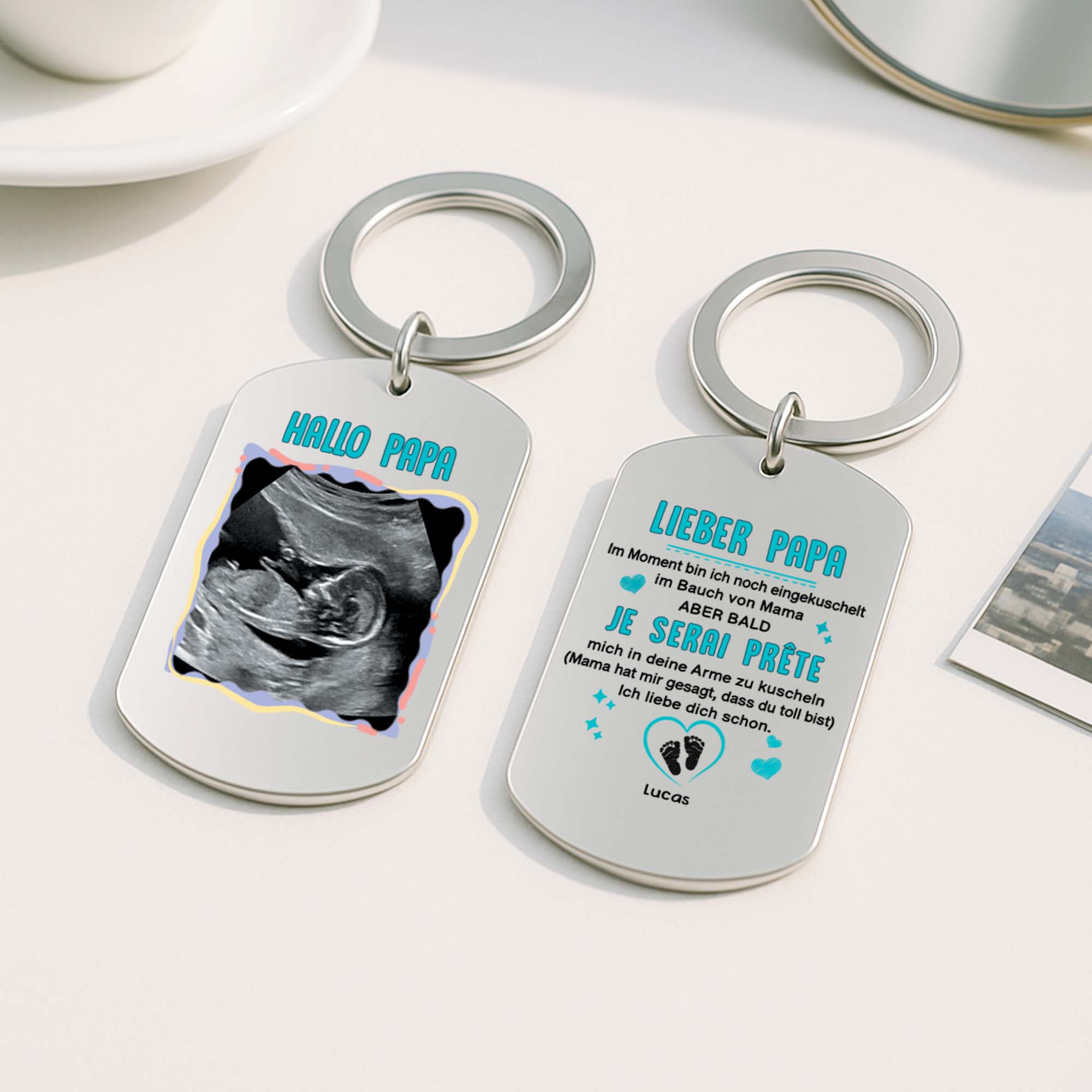 4269JGE2 hallo mama aluminium schlusselanhanger personalisiert werdende mama mit foto 4269JTL5B