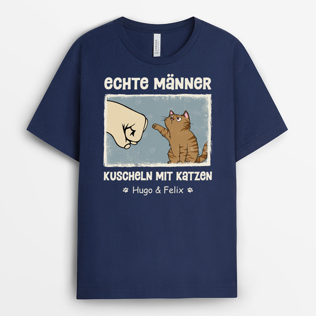 4272AGE2 echte manner kuscheln mit katzen lustiges t shirt katze personalisiert 4272ATQ8D