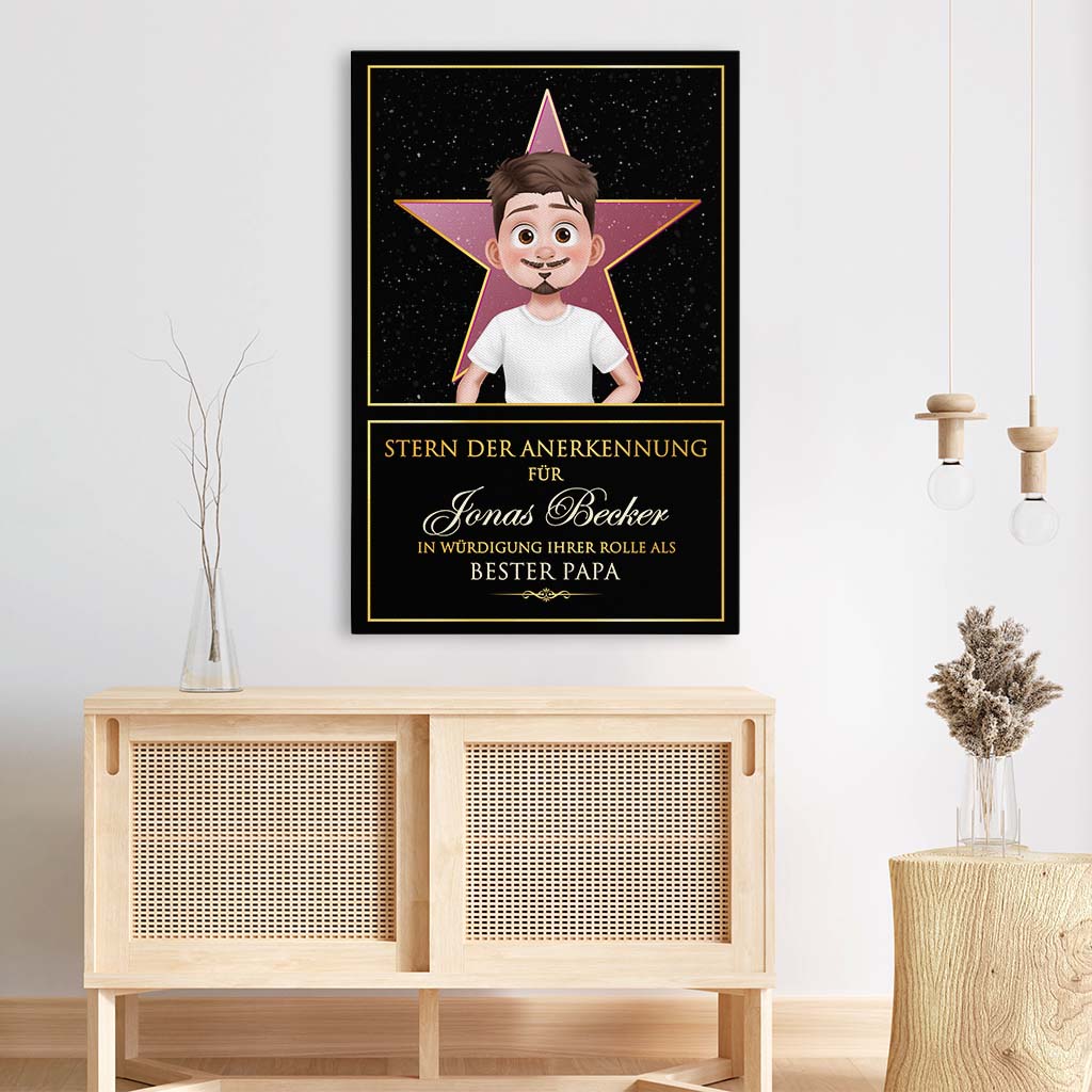 4306CGE3 stern der anerkennung fur den besten papa personalisierte leinwand papa lustig 4306C5M0B