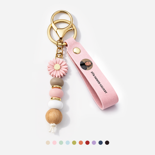 4308MGE1 fur immer geliebt fur immer vermisst personalisierte trauergeschenke  uv druck daisy schlusselanhanger perlen opaoma mit foto 4308mjsf5a