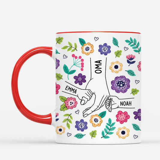 4324MGE2 mama und kinder bunte blumen personalisierte tasse mama_ 4324M5M3A