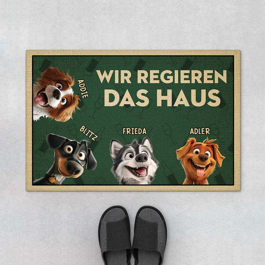 4344DGE1 ich regiere das haus cartoon lustige fussmatte hunde personalisiert_ 4344DTT5C
