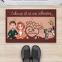 4366DGE2 home sweet home cartoon personalisierte fussmatte familie mit katze 4366DKM0D