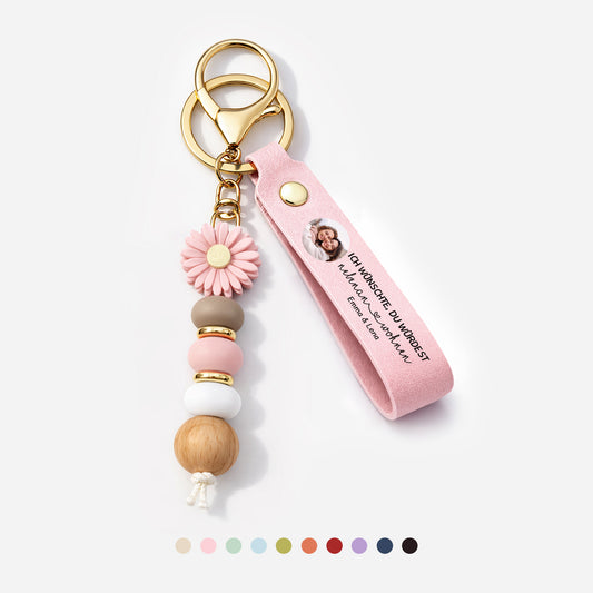 4412MGE1 ich wunschte du wurdest nebenan wohnen personalisierte geschenke beste freundin  uv druck daisy schlusselanhanger perlen foto 4412mj8p5f