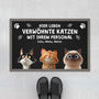 4414DGE1 hier leben verwohnte katzen mit ihrem personal fussmatte personalisiert katze_ 4414D