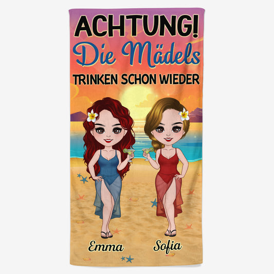 4445BGE1 achtung die madels trinken schon wieder strandtuch personalisiert_ fur frauen 4445BKTTA
