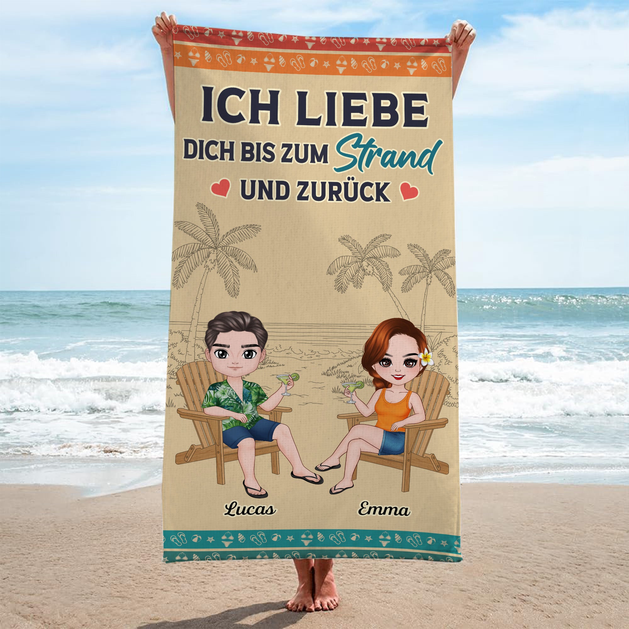 4474BGE2 ich liebe dich bis zum strand und zuruck strandtuch personalisiert_ fur paar 4474B6MTG