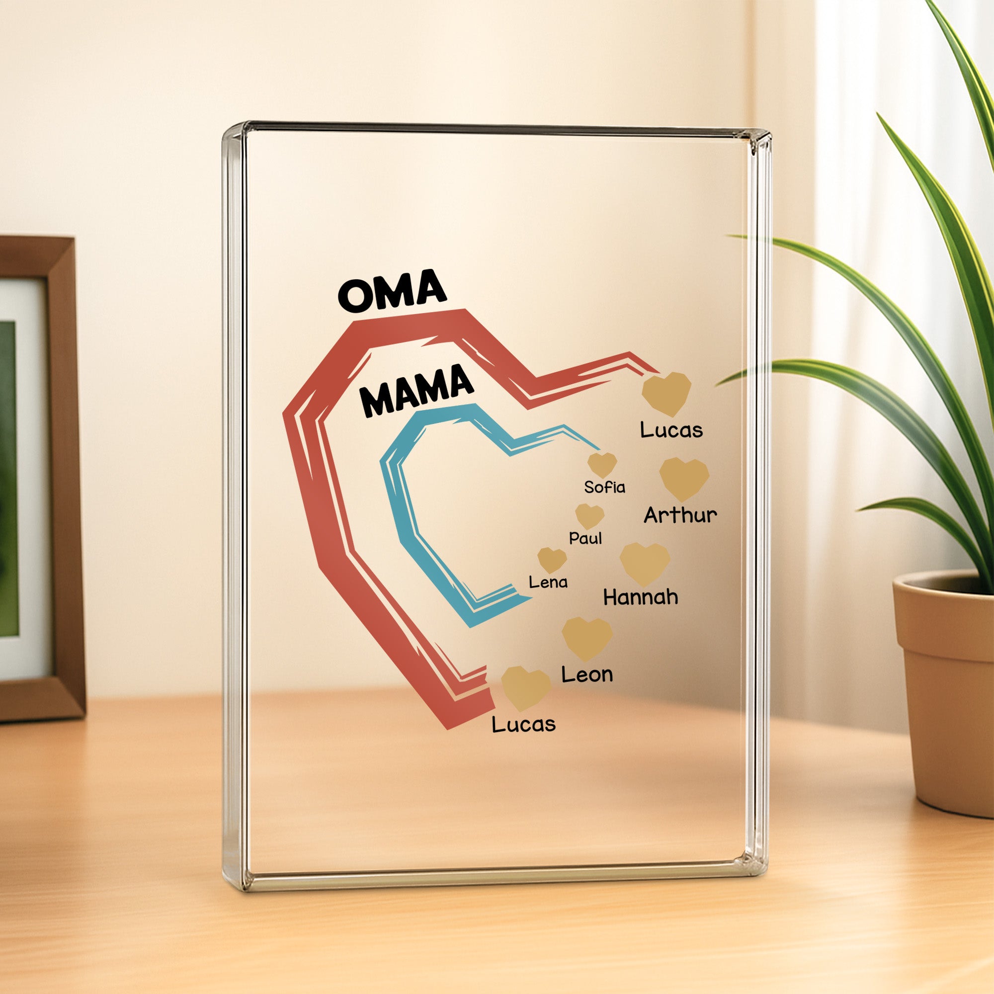 4492RGE2 herzen papa opa personalisierte acryl plakette opa 4492RTMAB