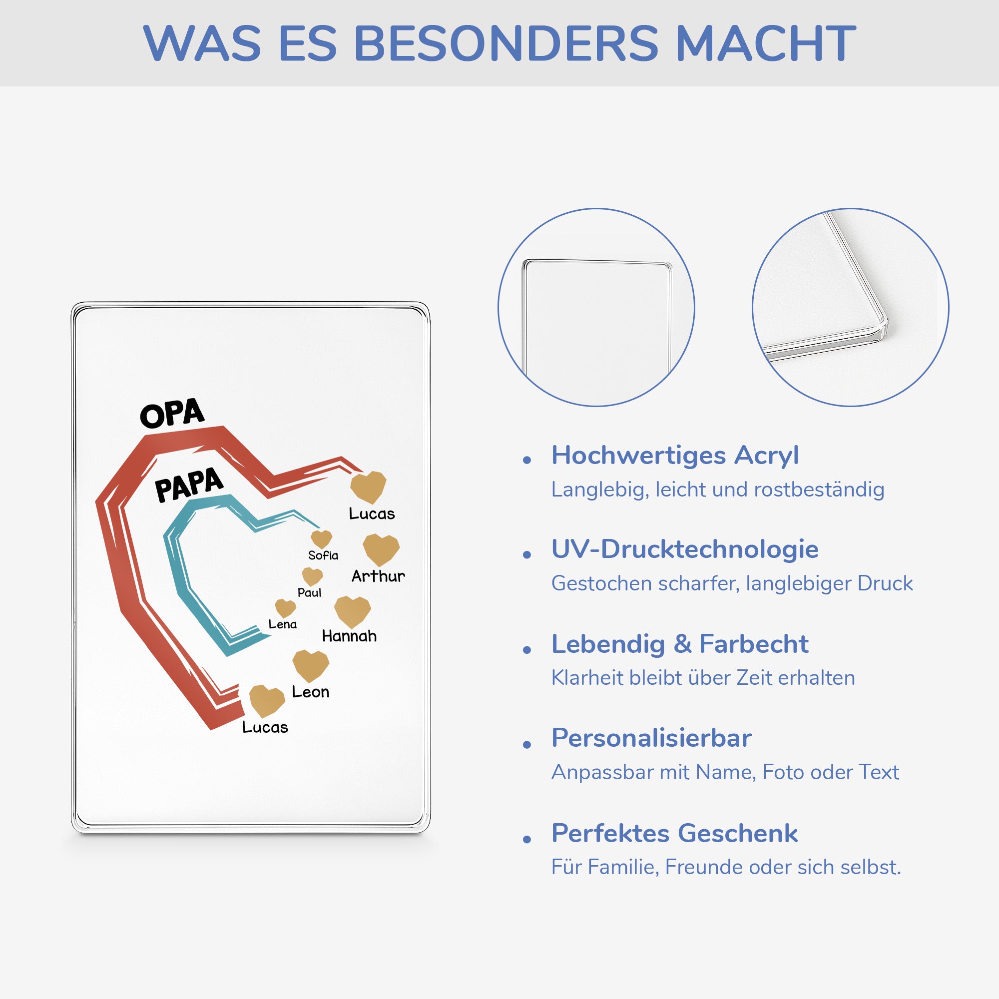 4492RGE4 herzen papa opa personalisierte acryl plakette opa 4492RTMAB